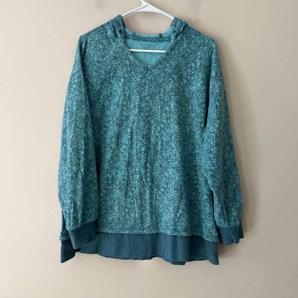 Athleta Blue Printed Hoodie Sweatshirt Size Women’s Size Large No String